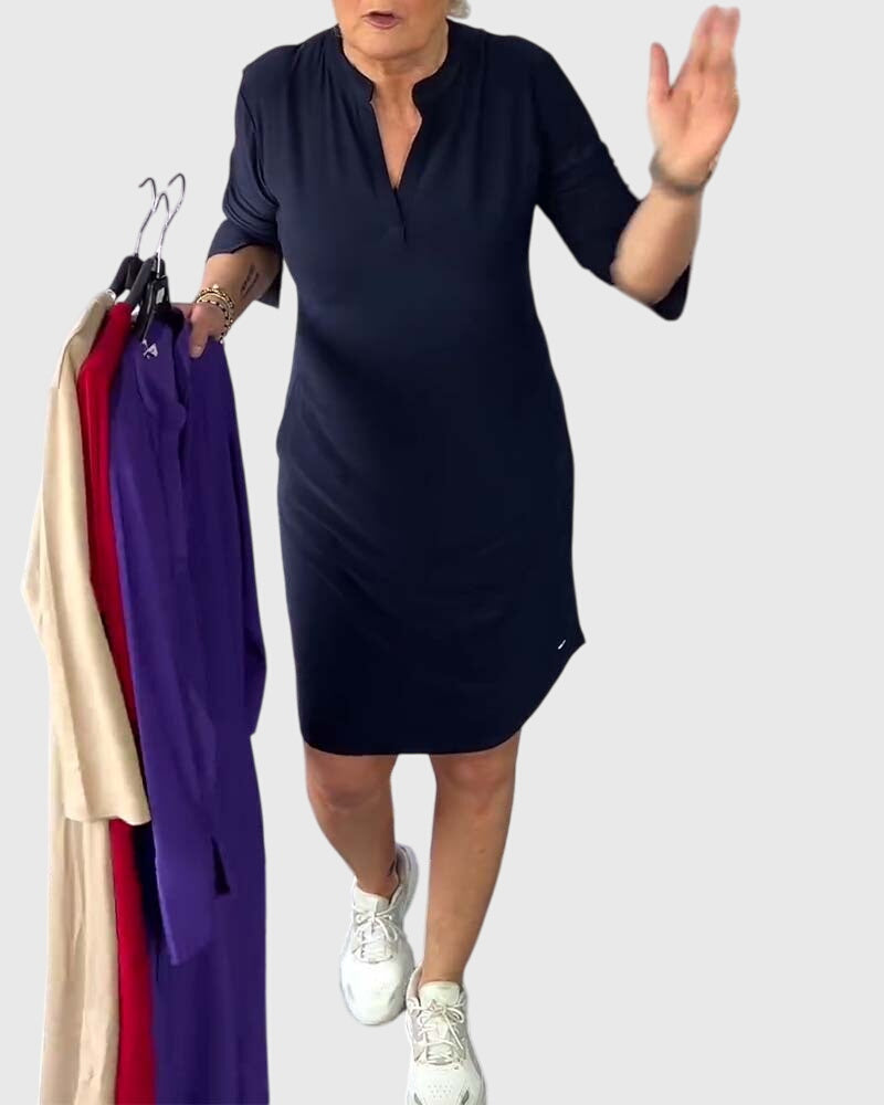 קטרין - שמלת מפתח וי חלקה