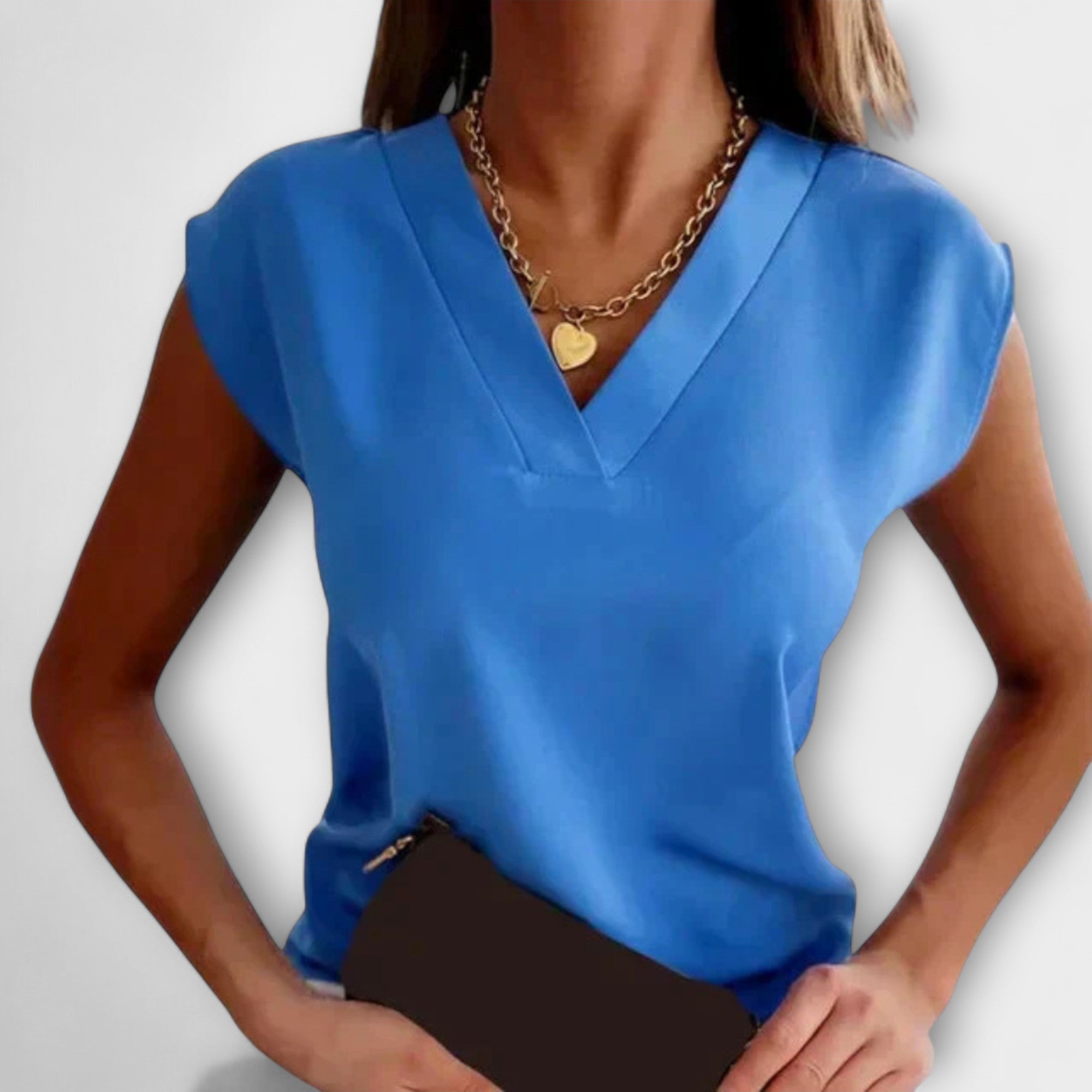 יעל - חולצת נשים קיץ עם צווארון V גזרה רפויה