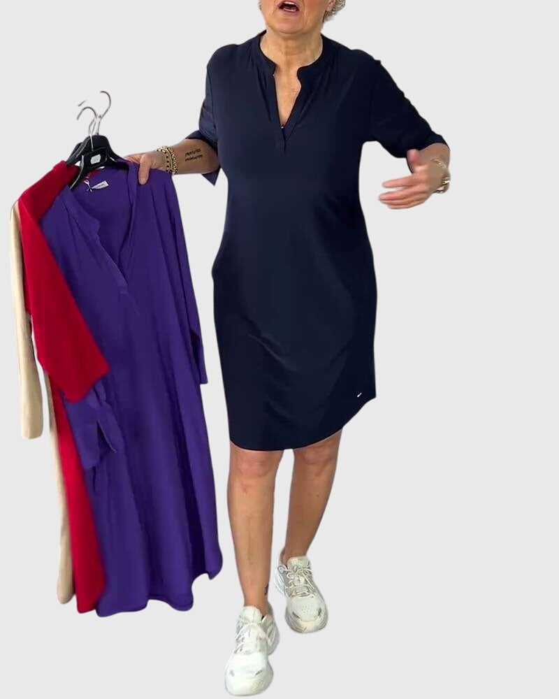 קטרין - שמלת מפתח וי חלקה