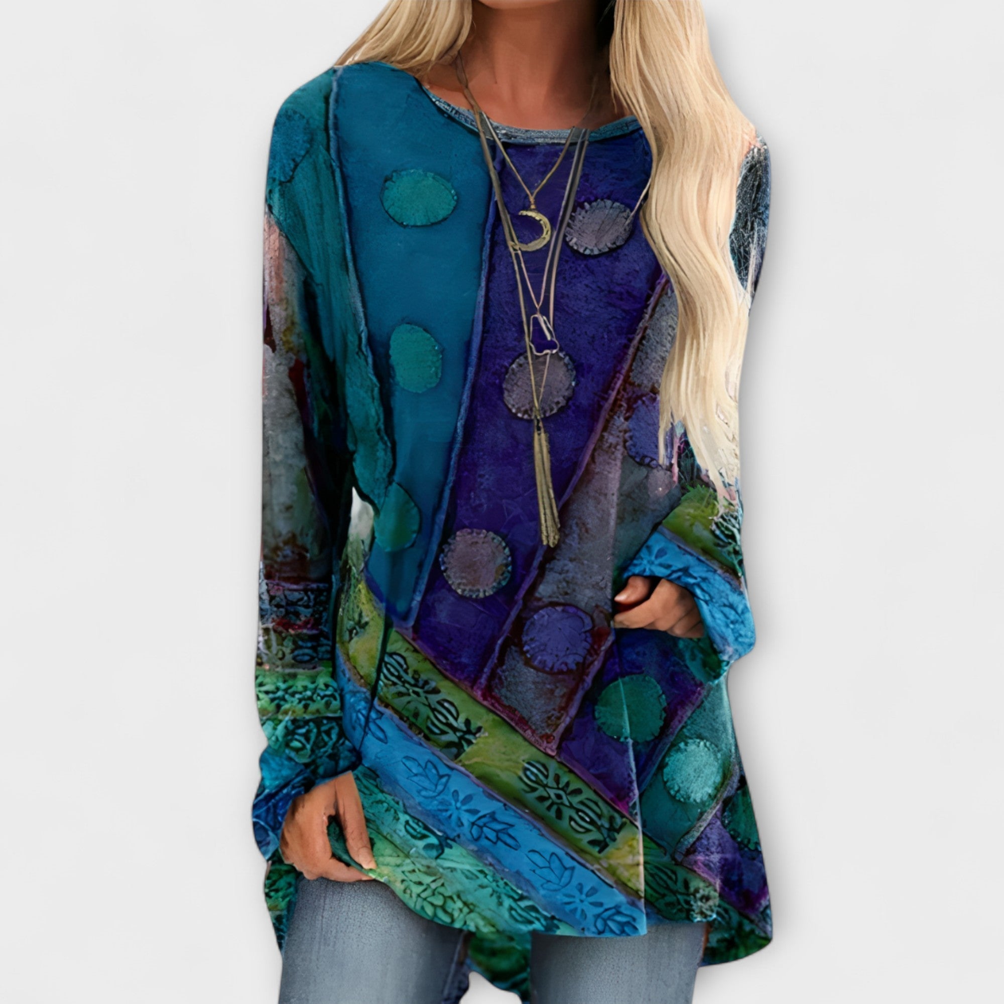 חולצת נשים אופנתית בהדפס אתני