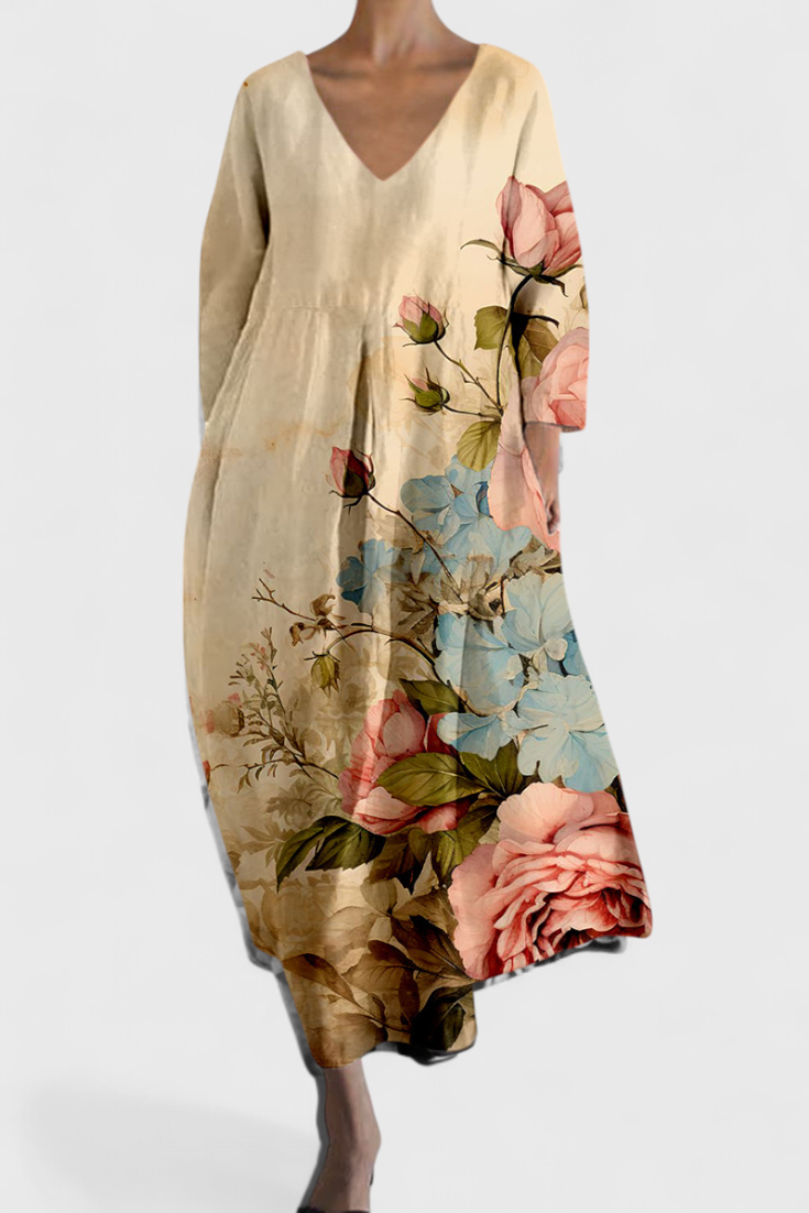 איזלינדה - שמלת צווארון וי נוחה