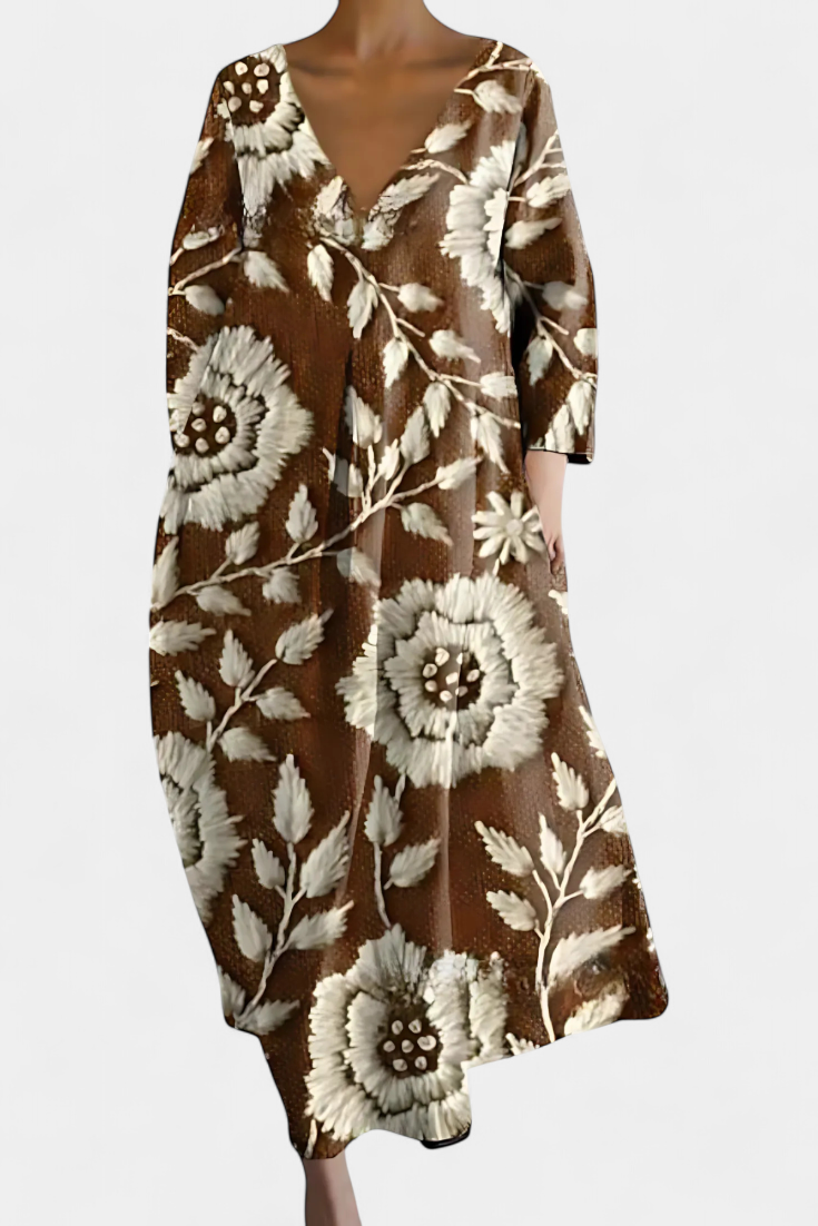 איזלינדה - שמלת צווארון וי נוחה