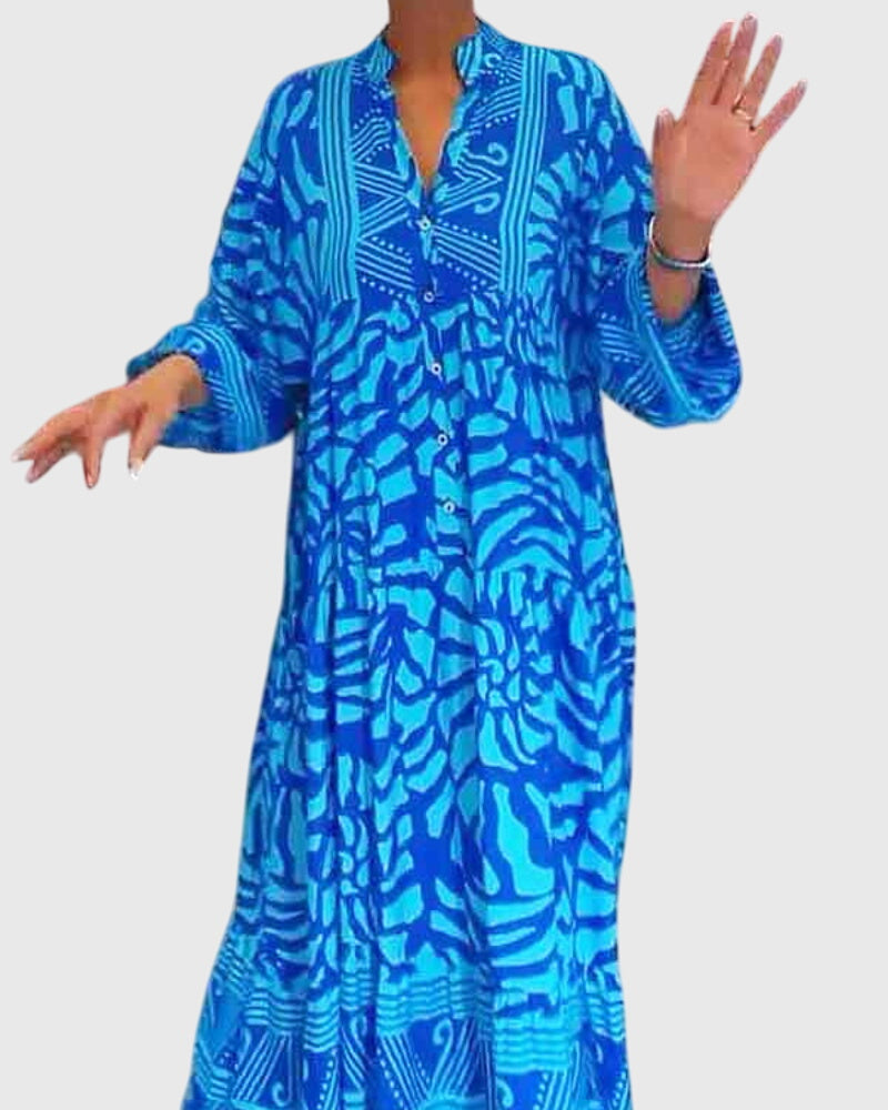 מכנסיים - שמלת מקסי עם הדפס אלגנטי