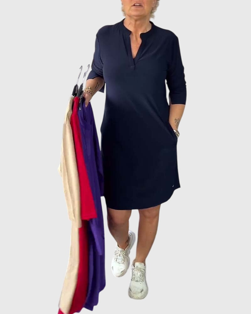 קטרין - שמלת מפתח וי חלקה